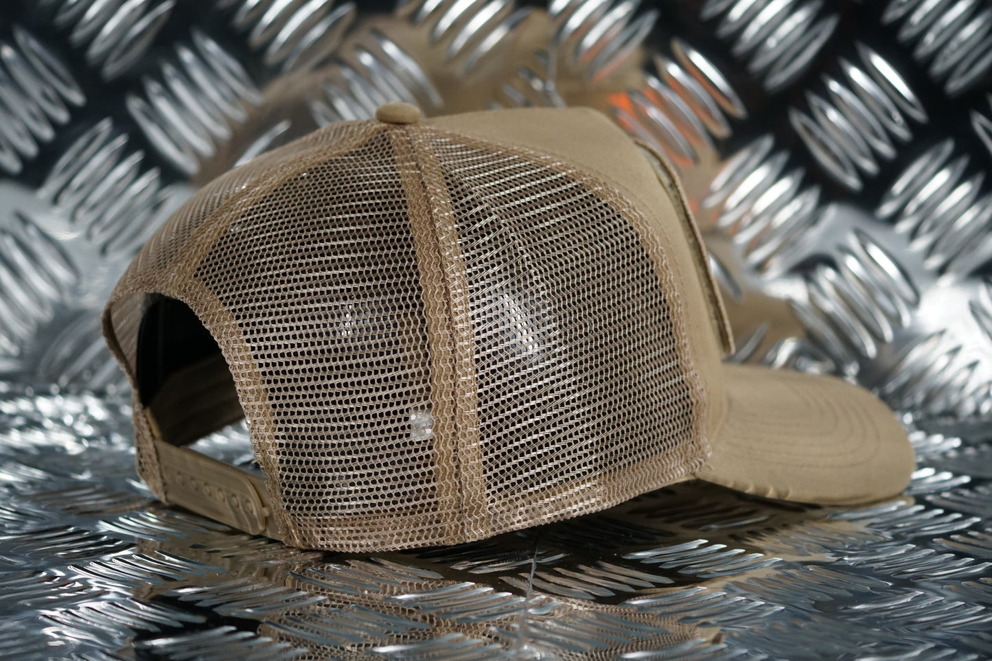 #EnjoyTheRide 5 Panel Removable Patch Trucker Cap - Desert Sand