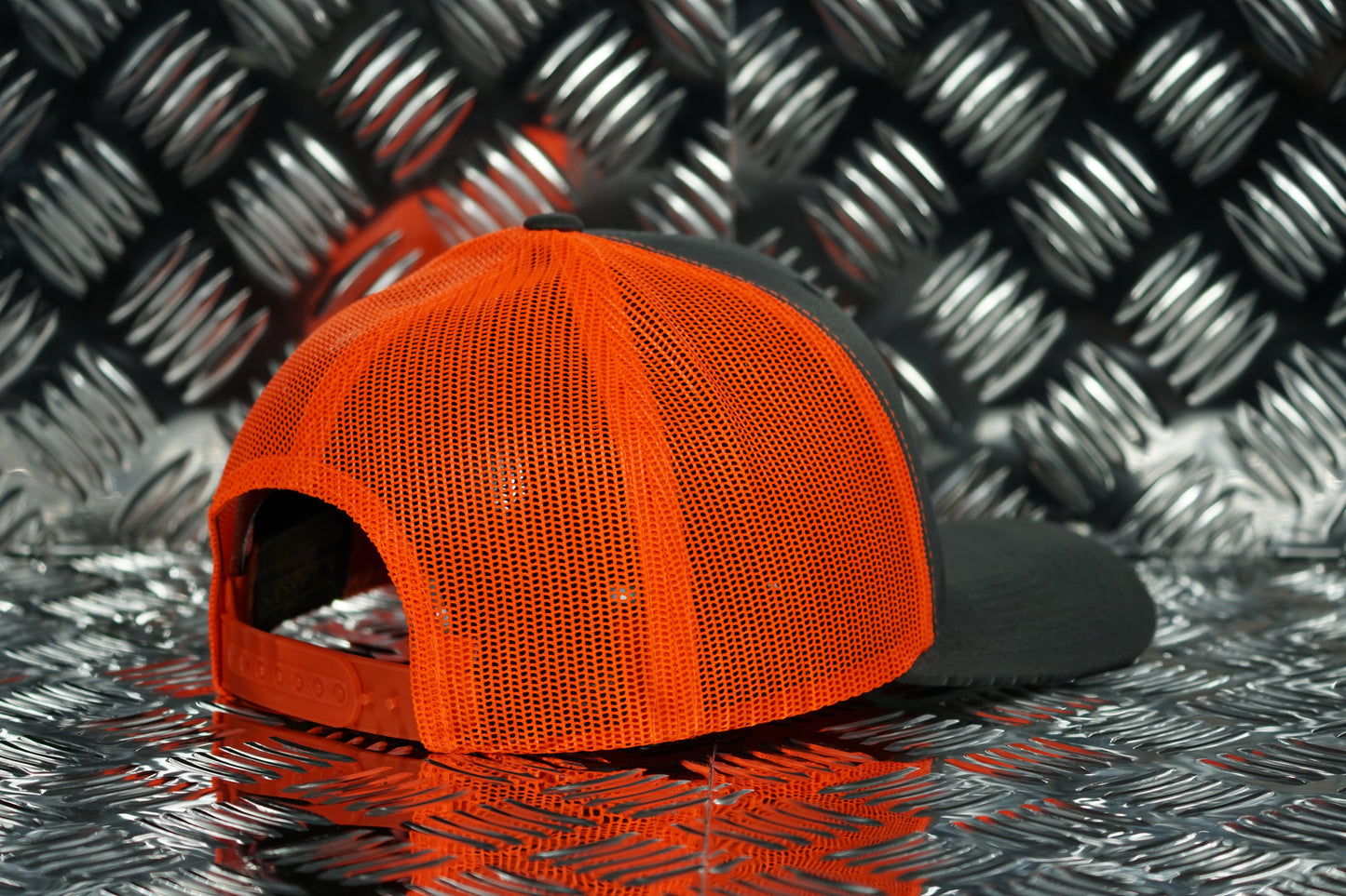 #EnjoyTheRide 6 Panel Two Tone Trucker Cap - Charcoal/Neon Orange