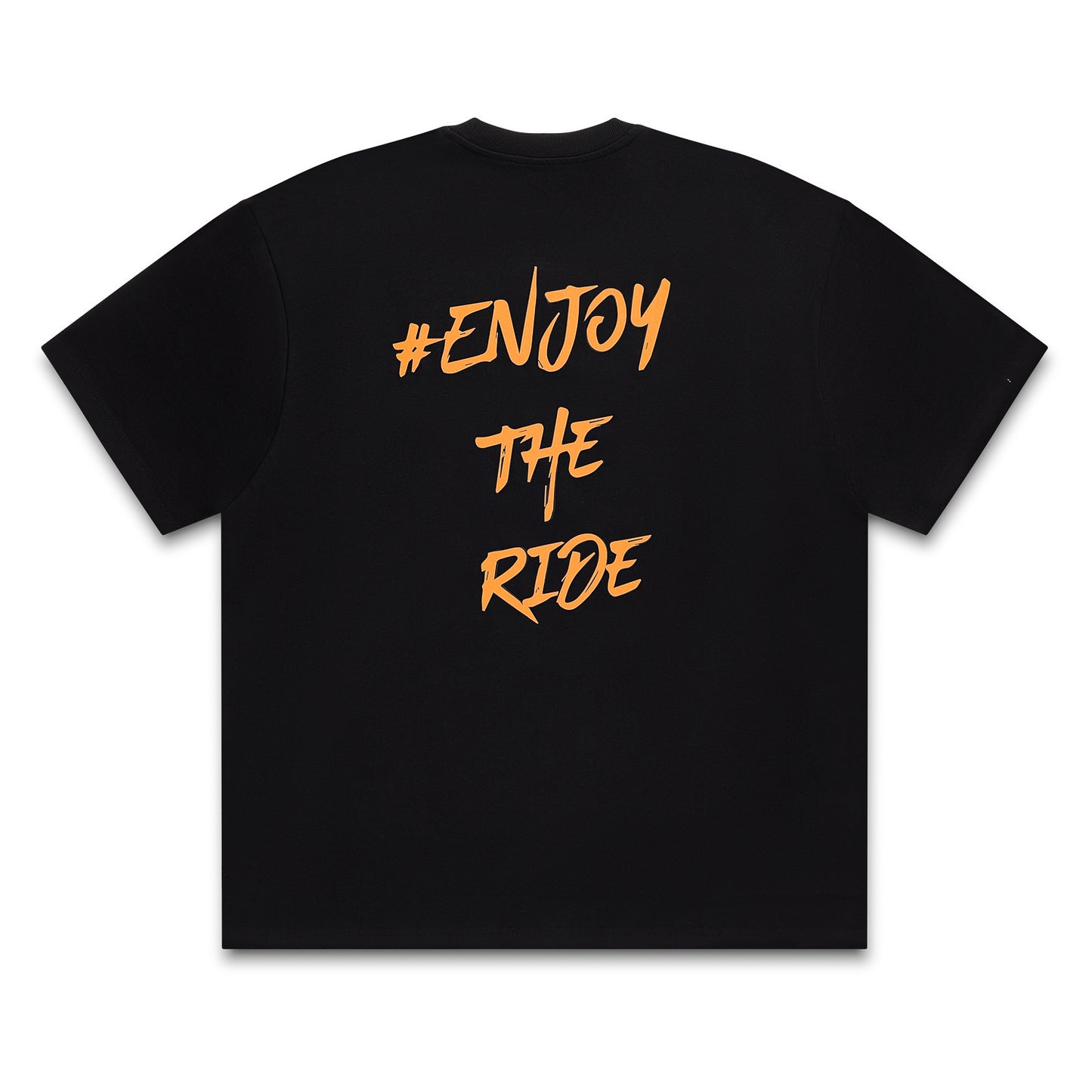 #EnjoyTheRide Black Unisex Heavyweight Oversize Short Sleeve T-Shirt - The Orange One