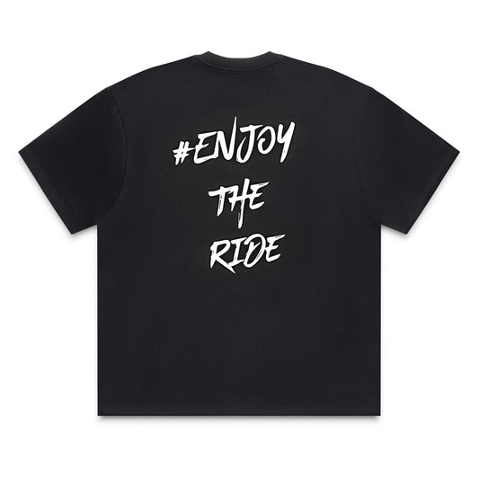 #EnjoyTheRide Black Unisex Oversize Short Sleeve T-Shirt - The White One