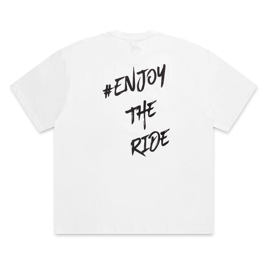 #EnjoyTheRide White Unisex Heavyweight Oversize Short Sleeve T-Shirt - The Black One