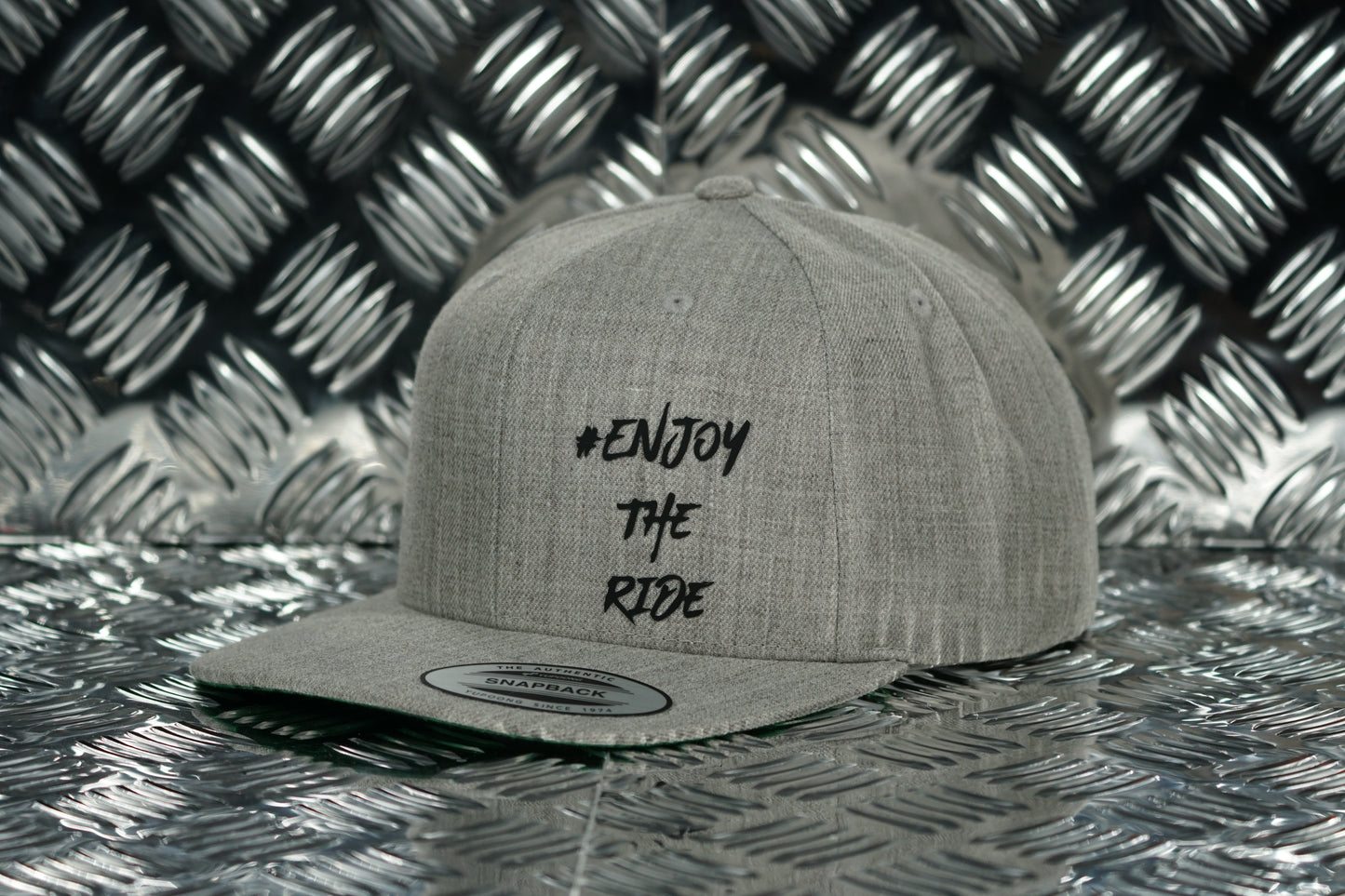 #EnjoyTheRide 6 Panel Classic Snapback Cap - Heather Grey